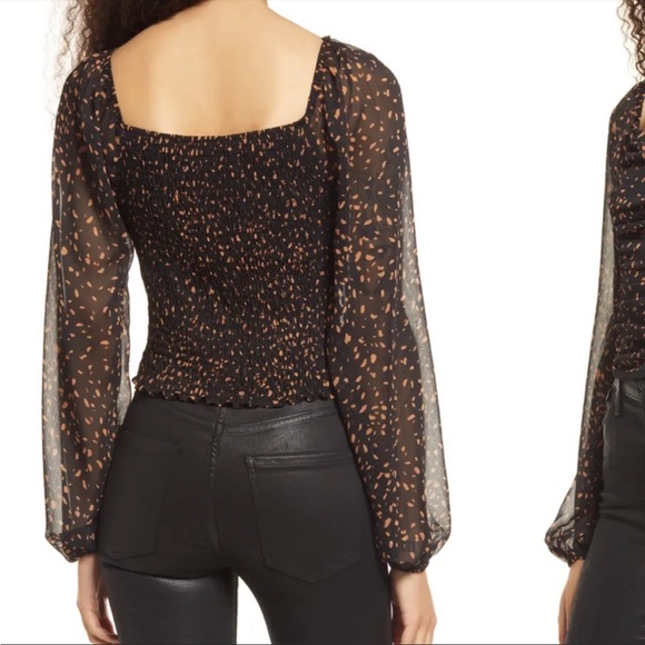 All in Favor Black and Orange Square-neck Ruched Top - Picture 3 of 10